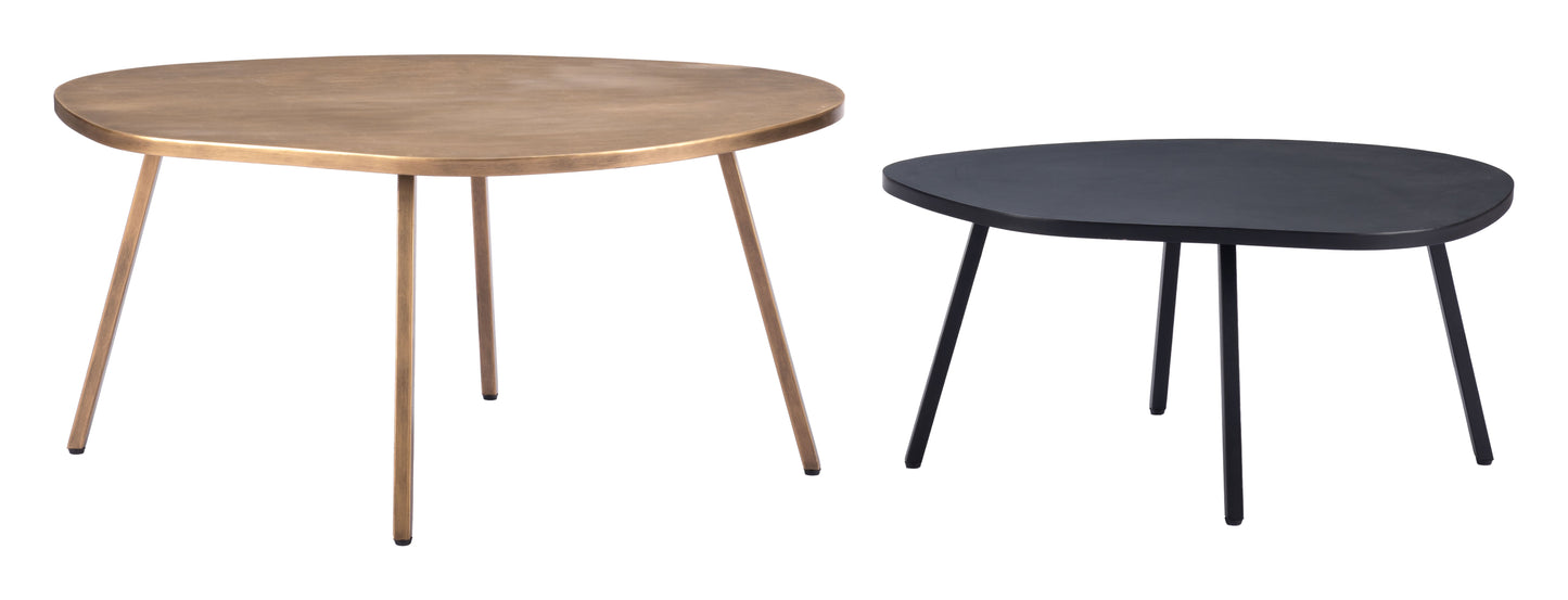 Castelo Brass & Black Coffee Table Set (2-Piece)