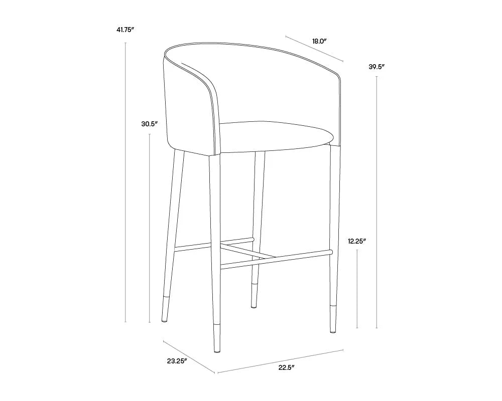 SUNPAN Asher Barrel Back Leather Barstool