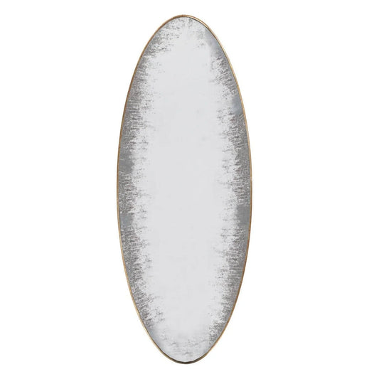 50" Oval Gold Metal Frame Antiqued Wall Mirror Wall Mirrors LOOMLAN By LHIMPORTS