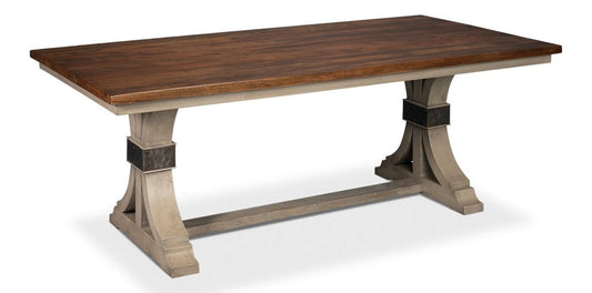 Dover Wood and Metal Brown Rectangular Dining Table