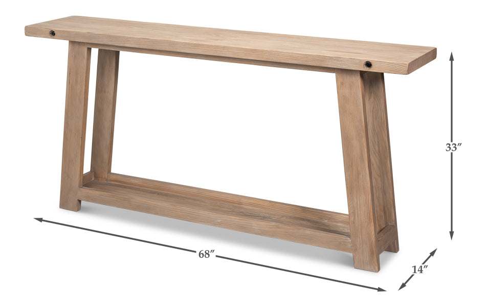 Sarreid Farmhouse Wooden Rectangular Console Table