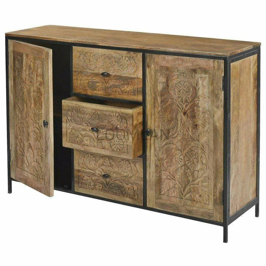 LOOMLAN Sideboard with Drawers on Iron Frame