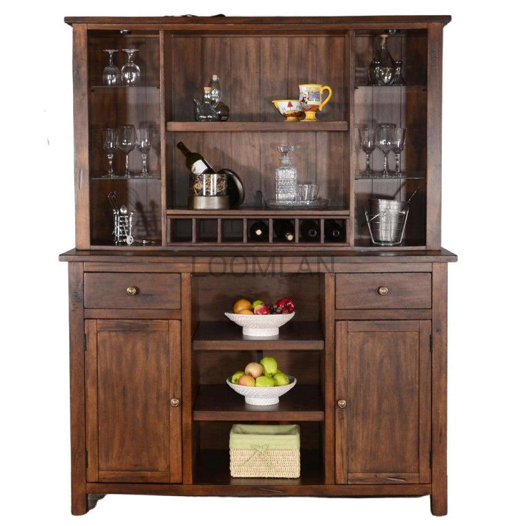 64x80 Brown Wood Buffet With Hutch Home Bar Serving Station Buffets Sideboards and Things By Sunny D