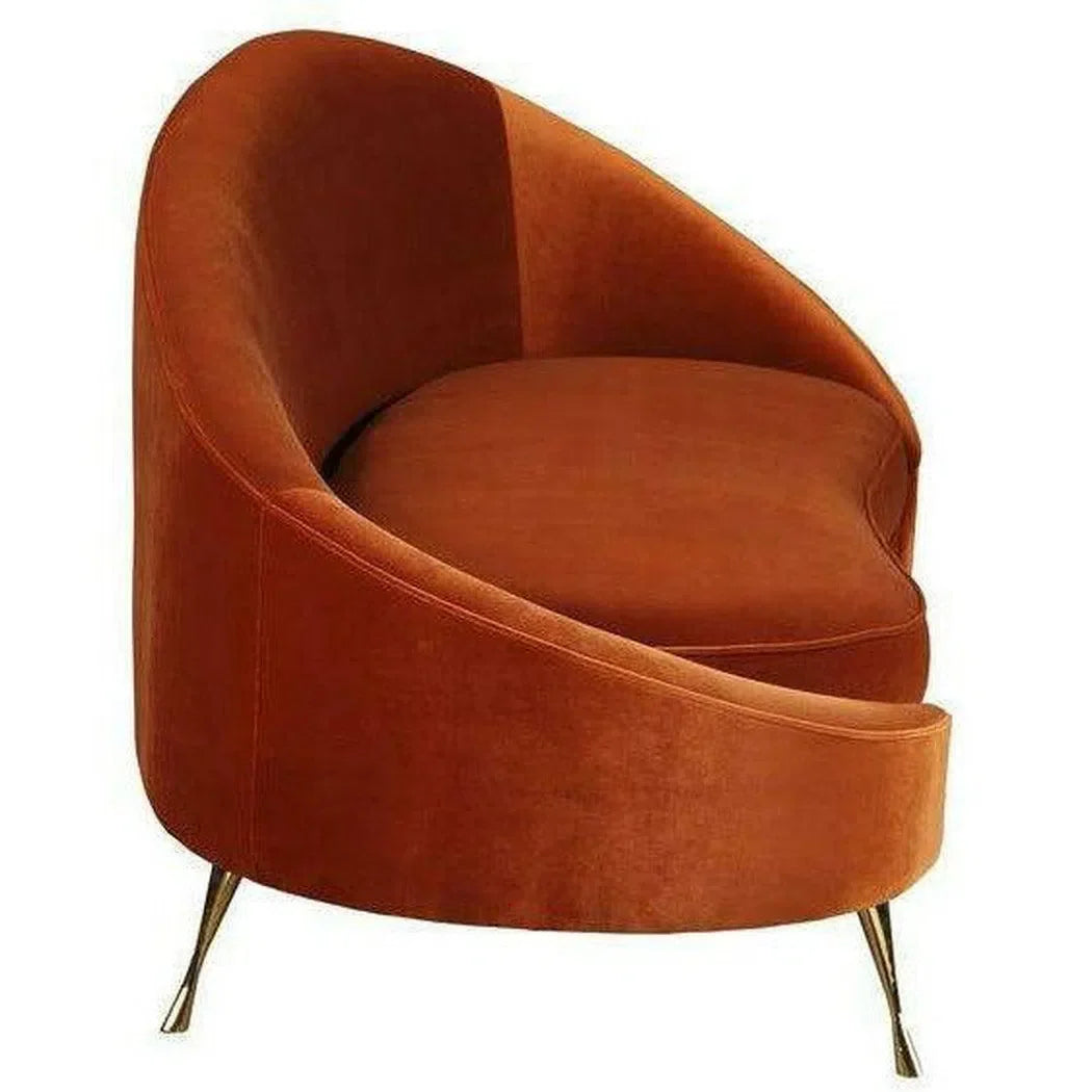 Moe's Home Orange Velvet Chaise Lounge Retro Style
