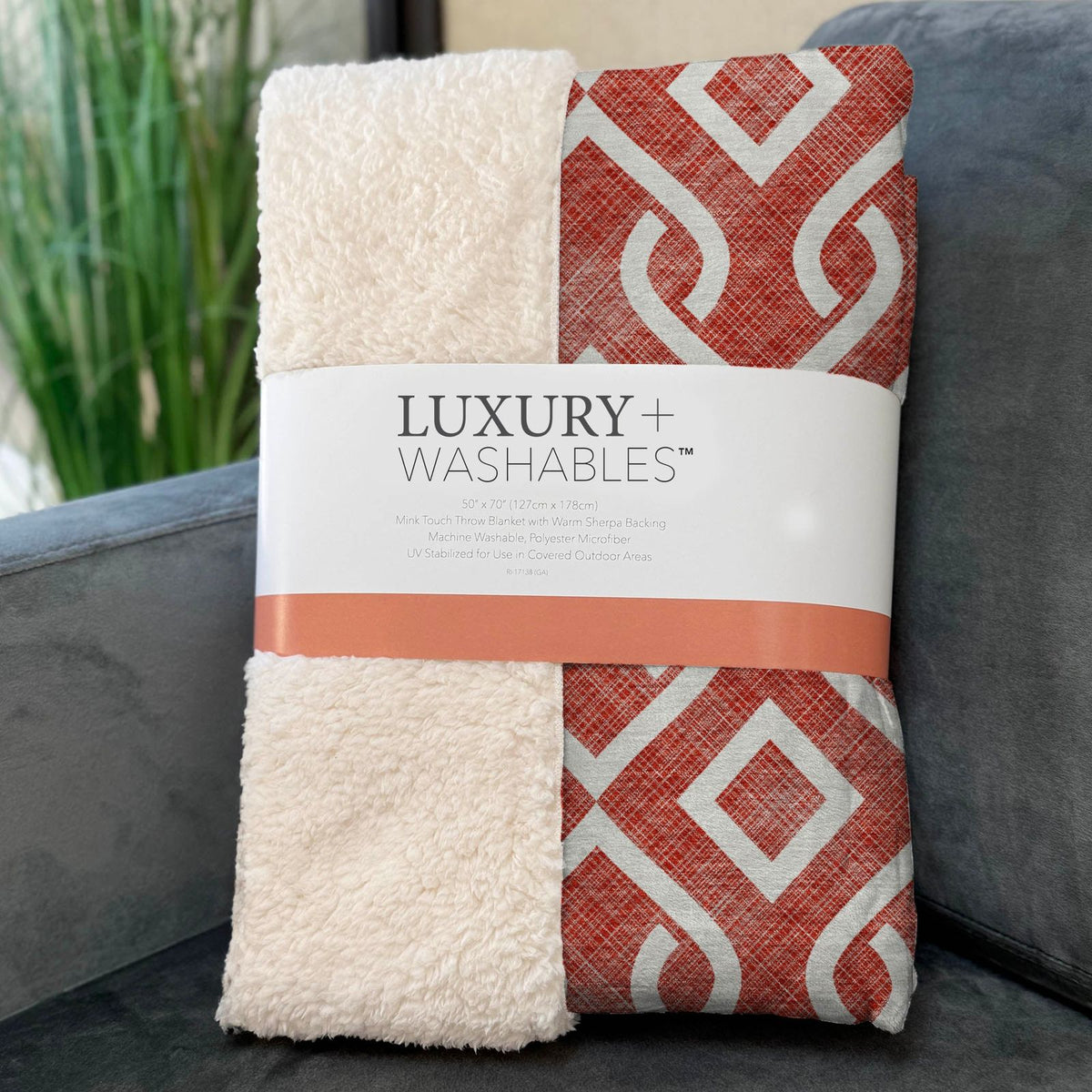 Offset Stripes Red Washable Indoor-Outdoor Rug