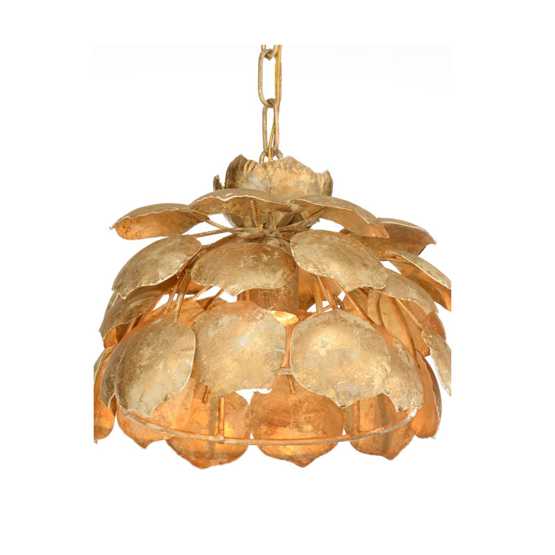 Pleione Petal Gold Floral Light Fixture Pendant