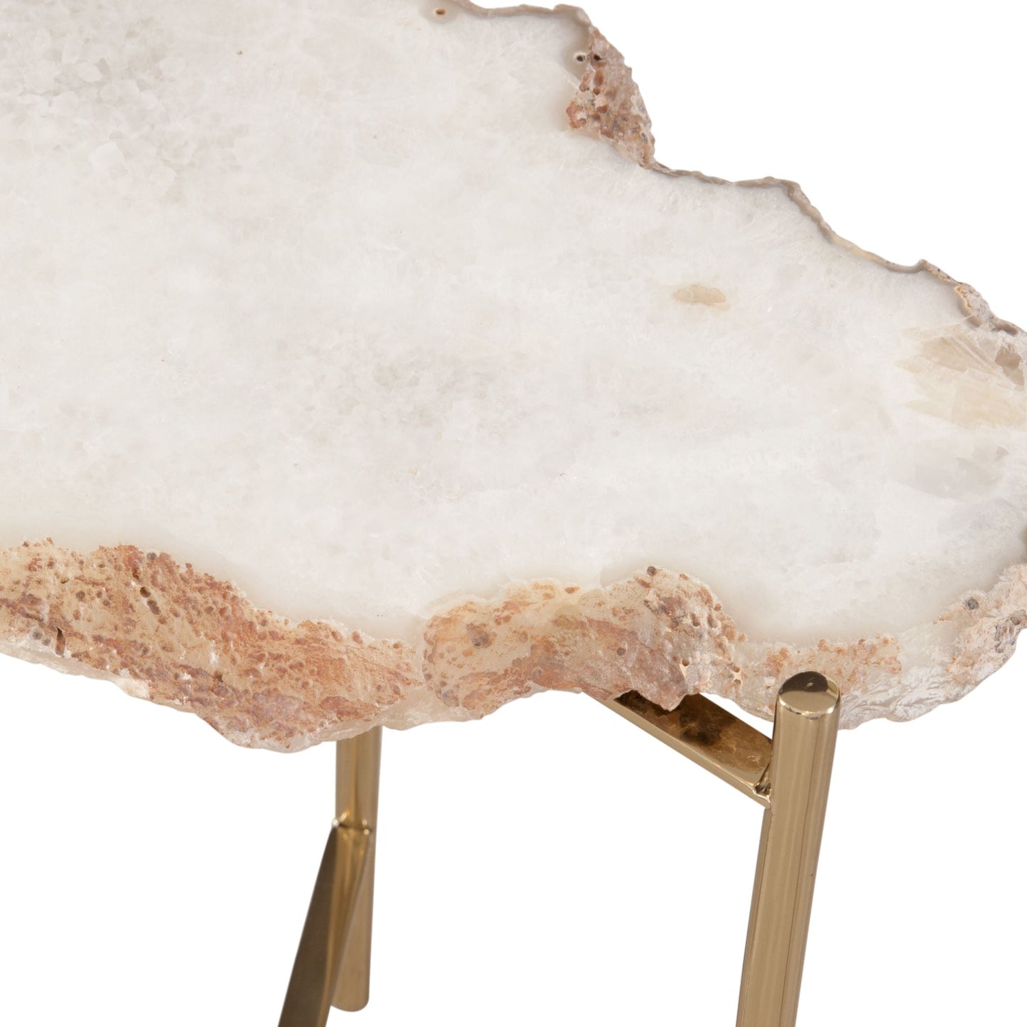 Cora Marble & Iron White Geometric Accent Table