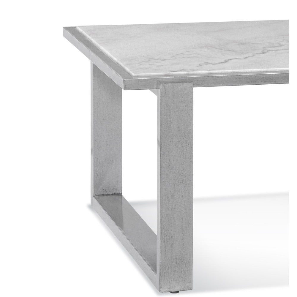 Hessle Wood & Marble Silver Rectangular Cocktail Table