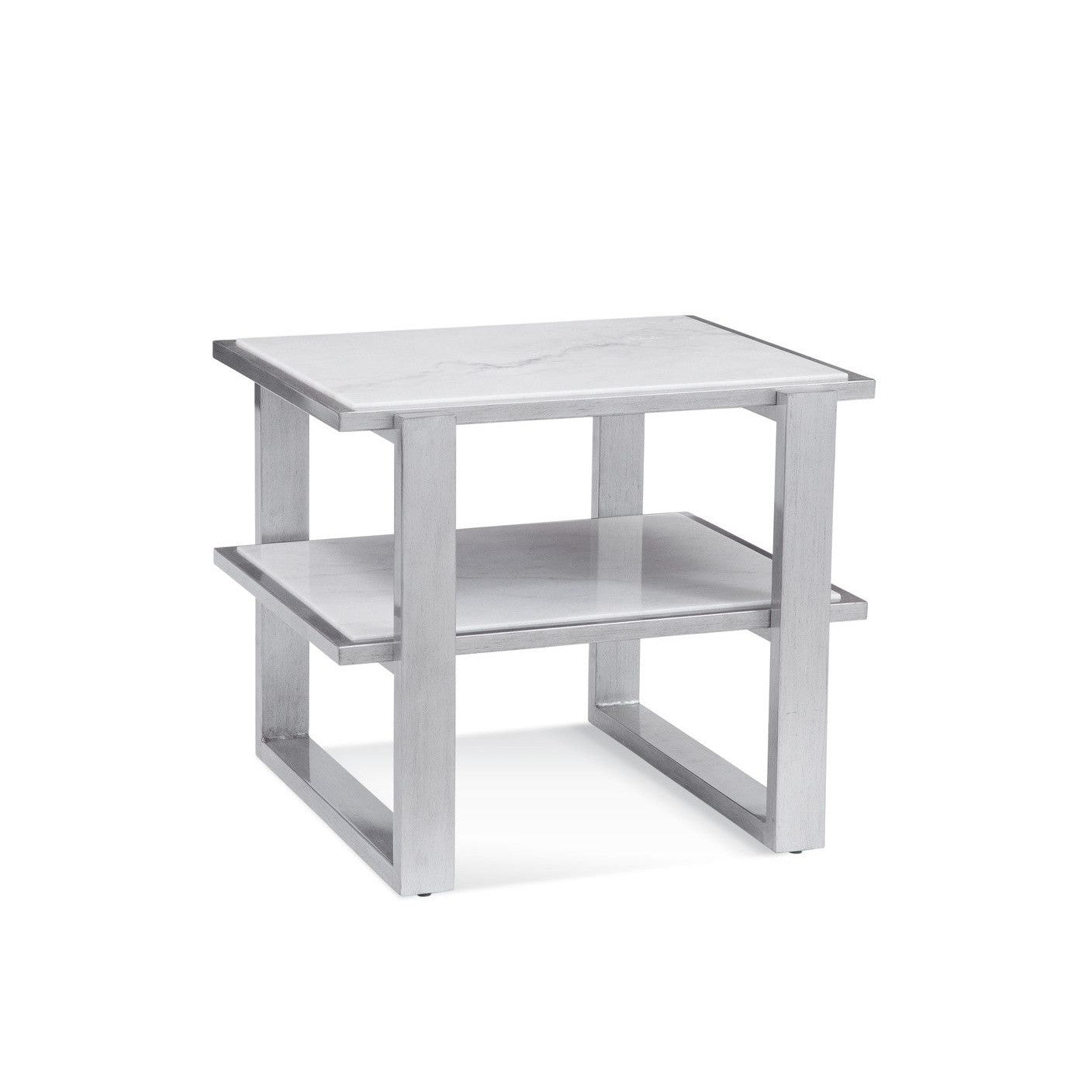 Hessle Wood & Marble Silver Rectangular End Table