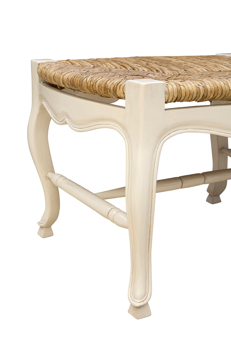 French Wooden White Settee