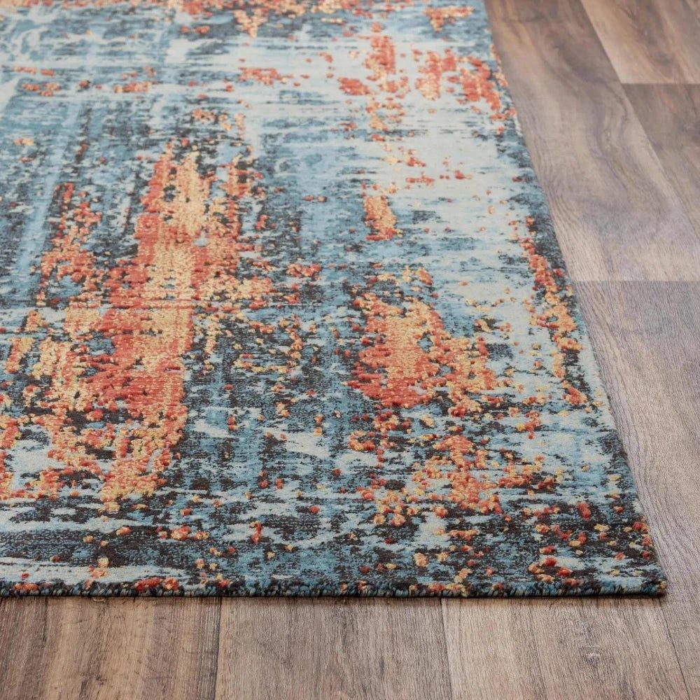 Devo Abstract Blue Large Area Rugs For Living Room - LOOMLAN - LOOMLAN - Area Rugs