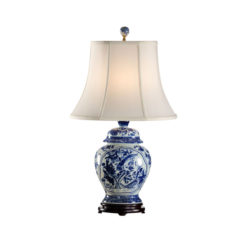 Wildwood Fledgling Blue And White Glazed Porcelain Table Lamp
