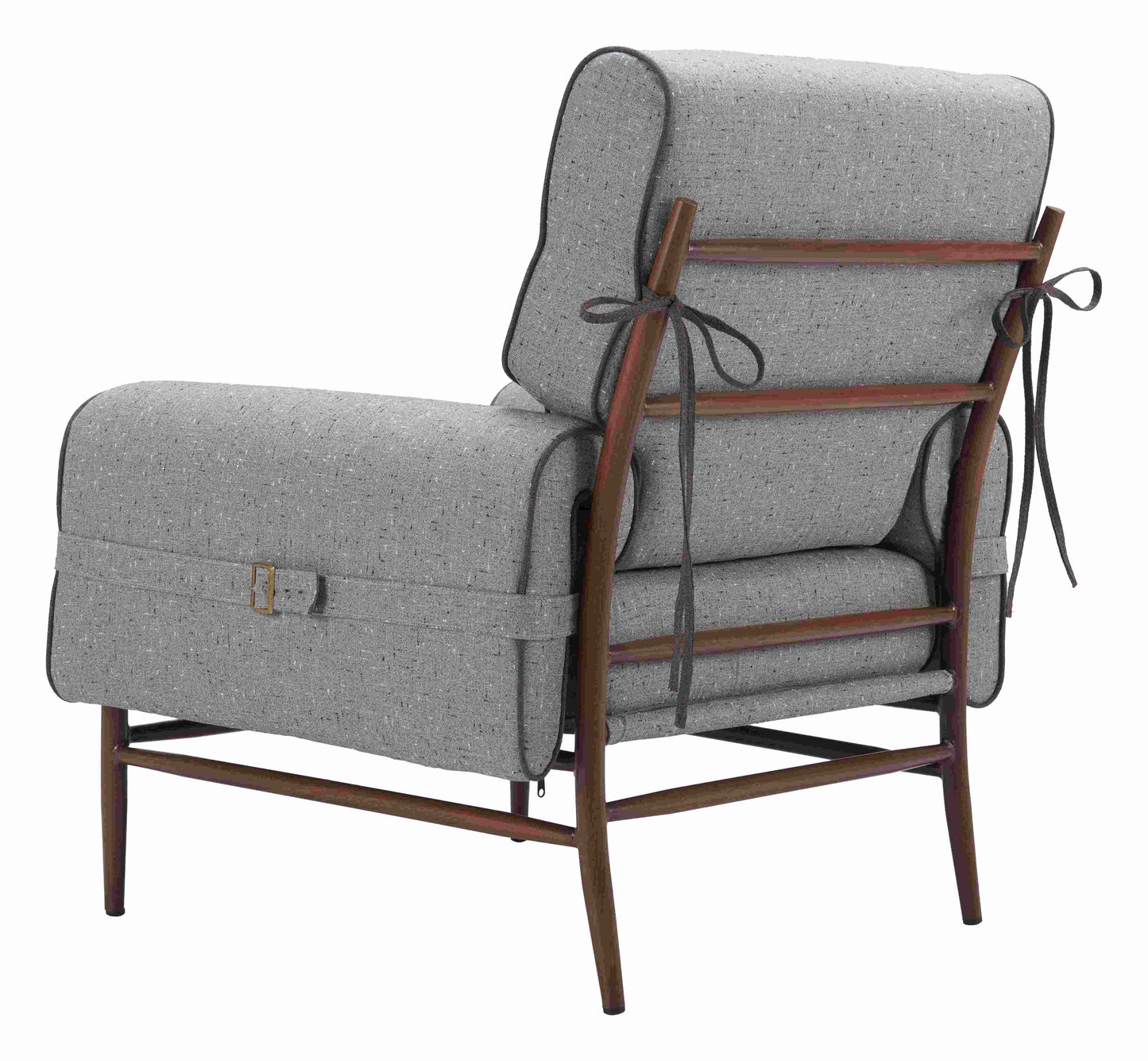Klem Wood and Steel Gray Accent Arm Chair