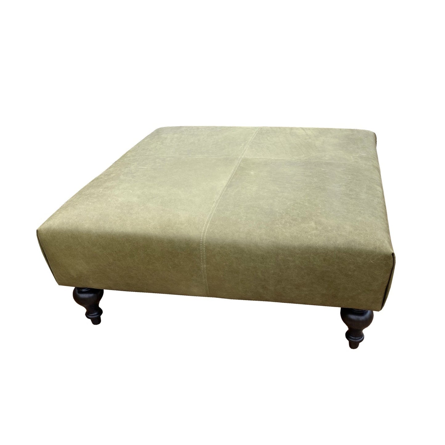 Marcoux Leather In Kudos Seagrass Ottoman