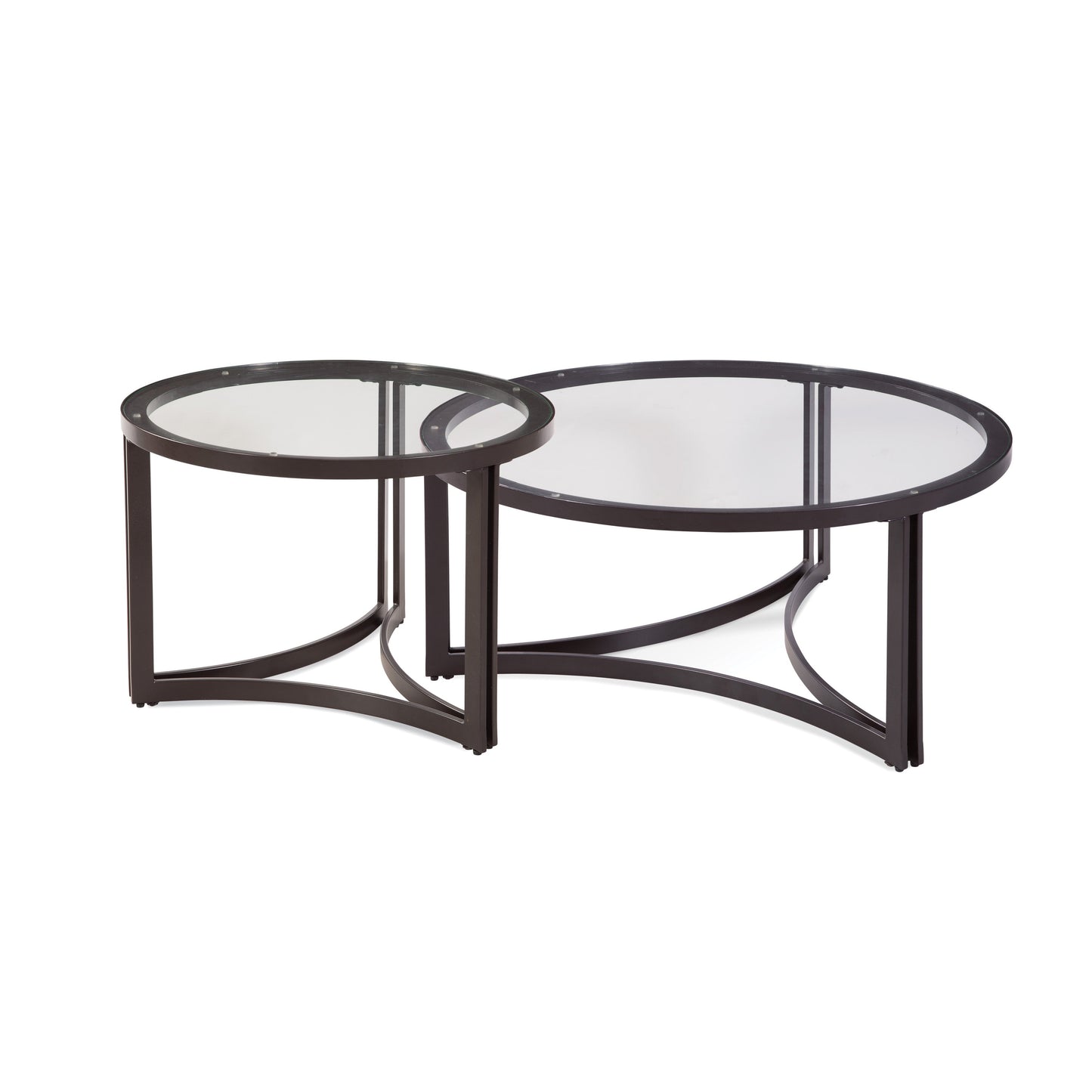 Trucco Metal & Black Round Nesting Cocktail Table