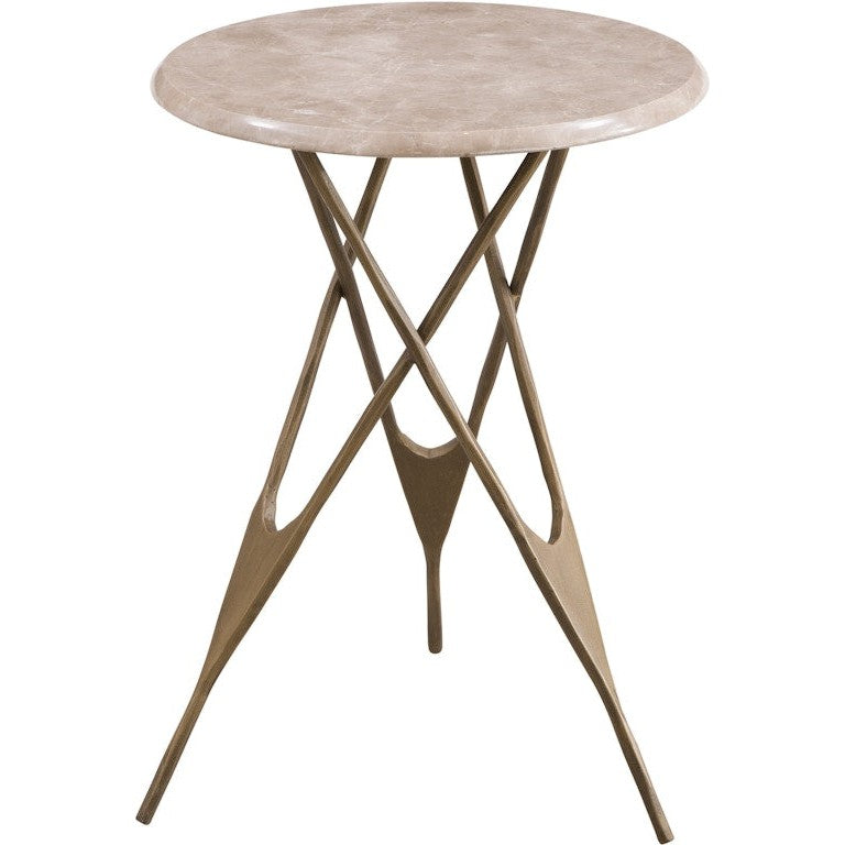 Leila Iron & Marble Brown Round Accent Table