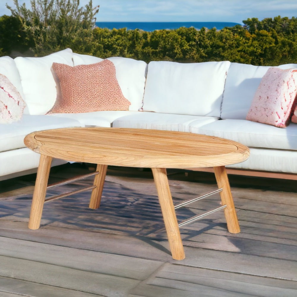 Aalto Oval Outdoor Teak Coffee Table-Outdoor Coffee Tables-HiTeak-Sideboards and Things