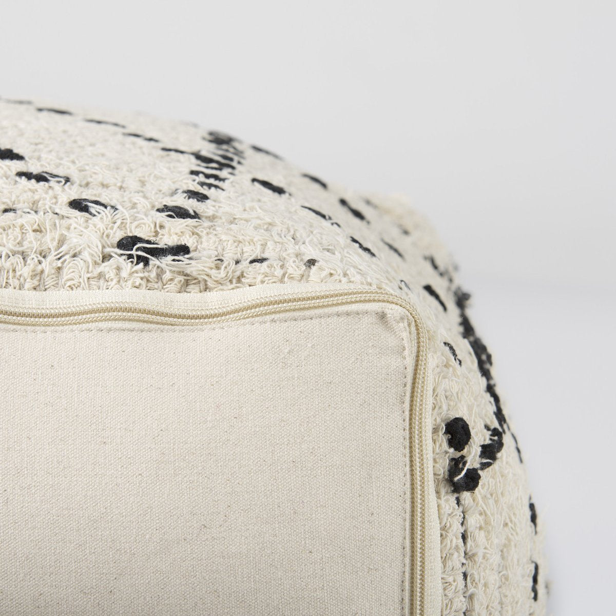Mercana Aarohi Cream Cotton Patterned Pouf