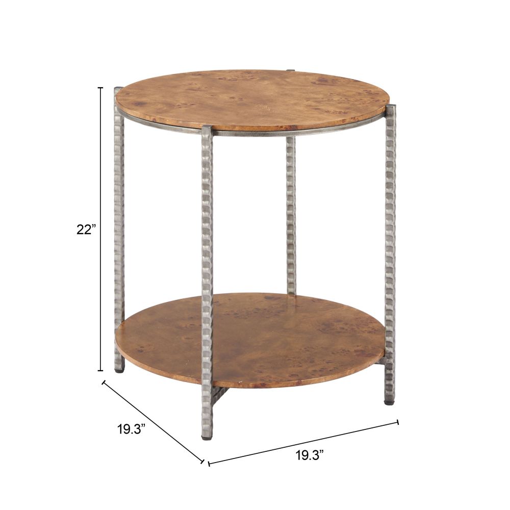 Zuo Modern Adna Wood Top Brown Side Table