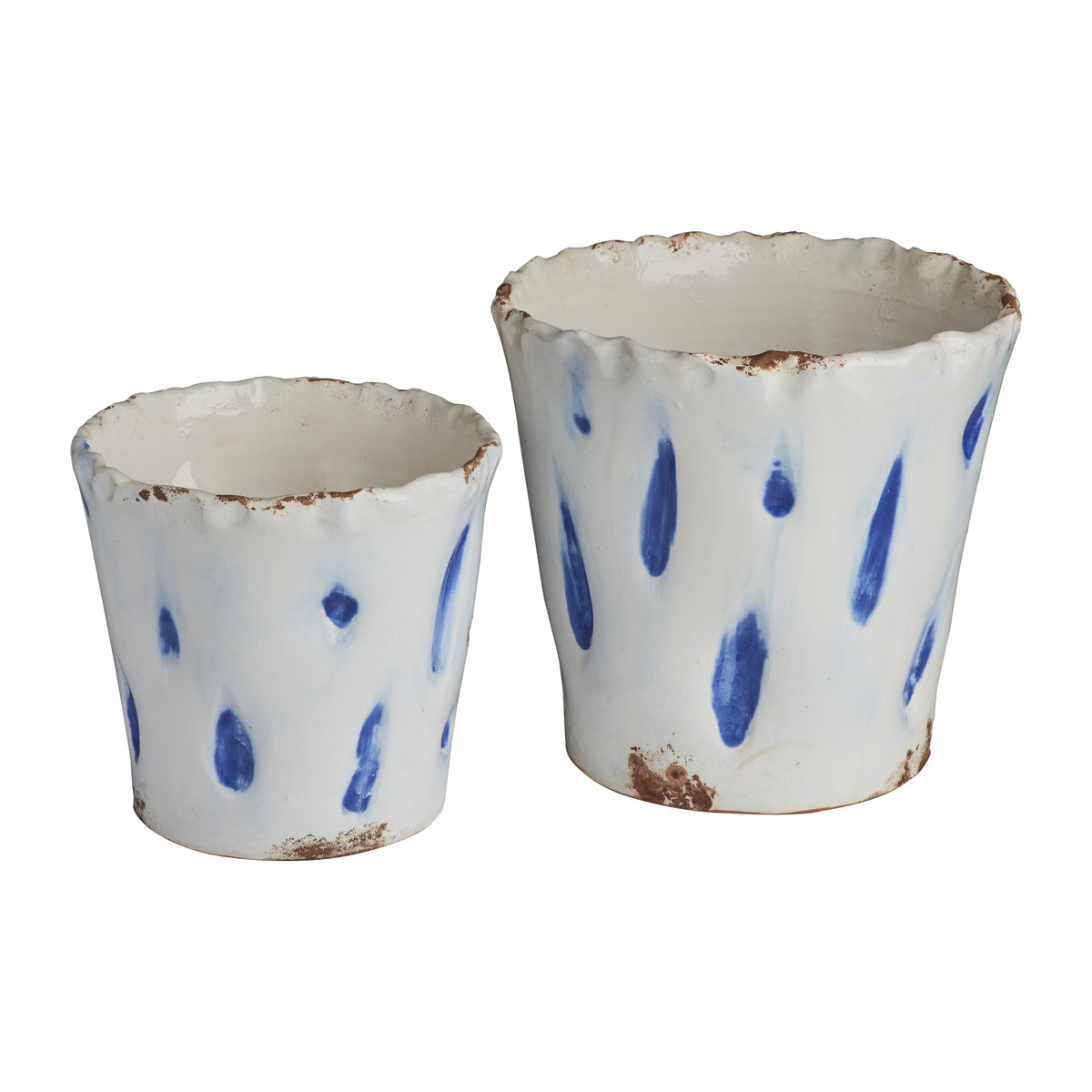 Aegean Blue Dots Ceramic Cachepot