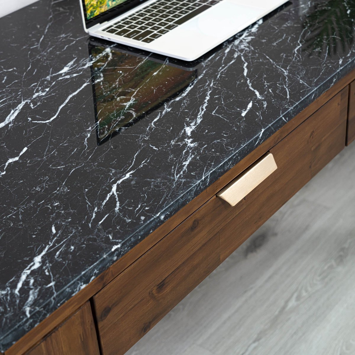 LH Home Allure Black Marble Top Writing Desk
