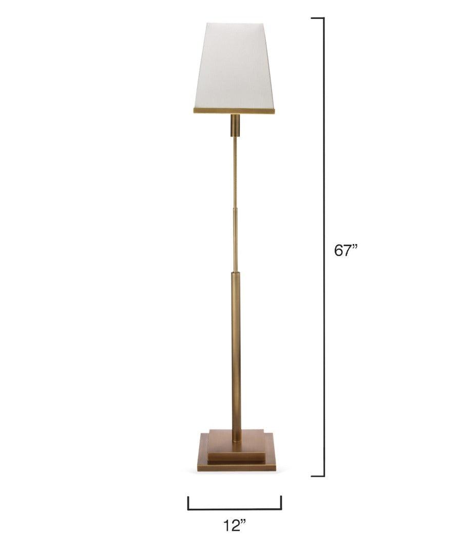 Jamie Young Antique Brass White Linen Jud Floor Lamp