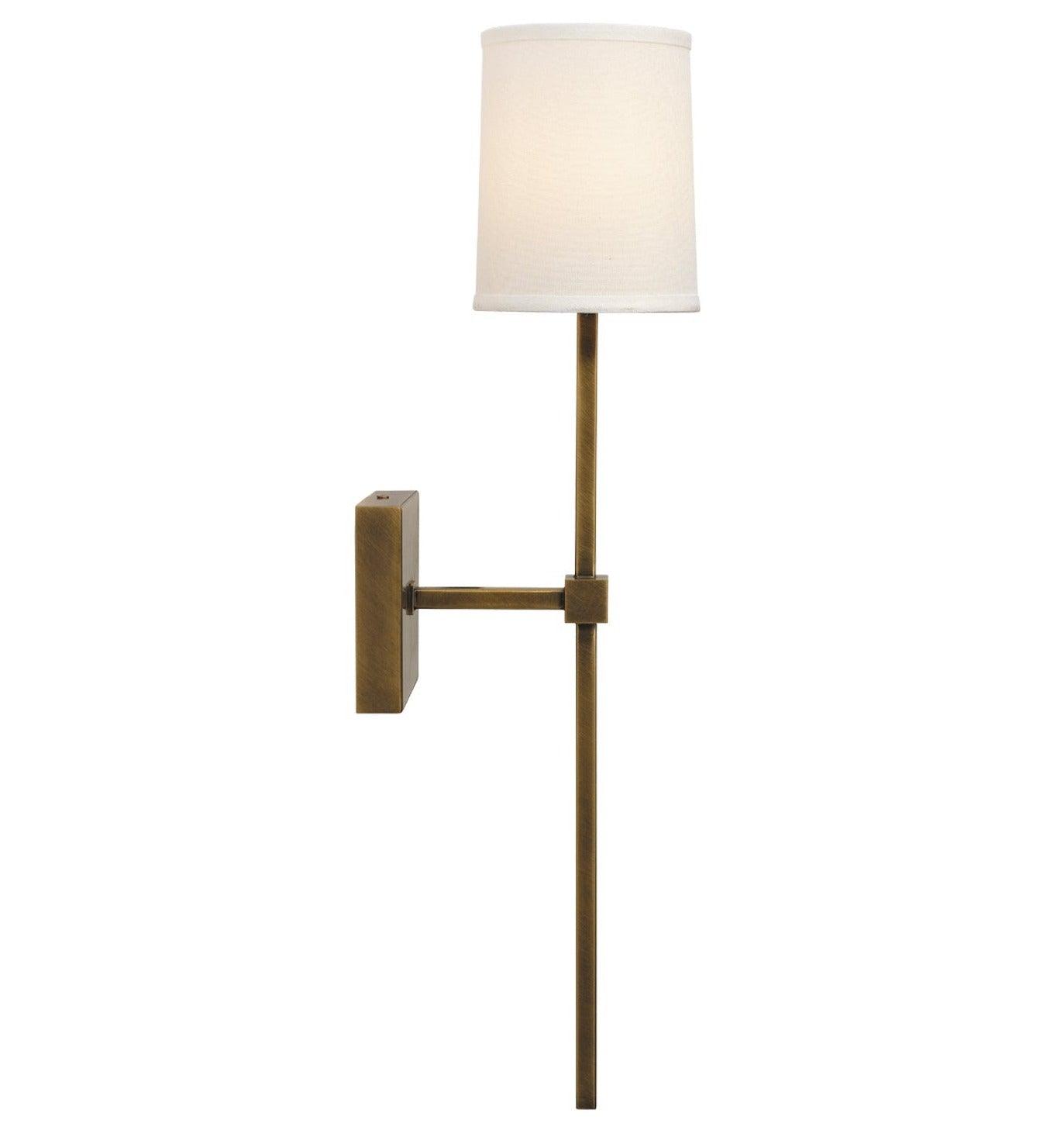 Antique Brass White Linen Minerva Wall Sconce Wall Sconces Sideboards and Things By Jamie Young