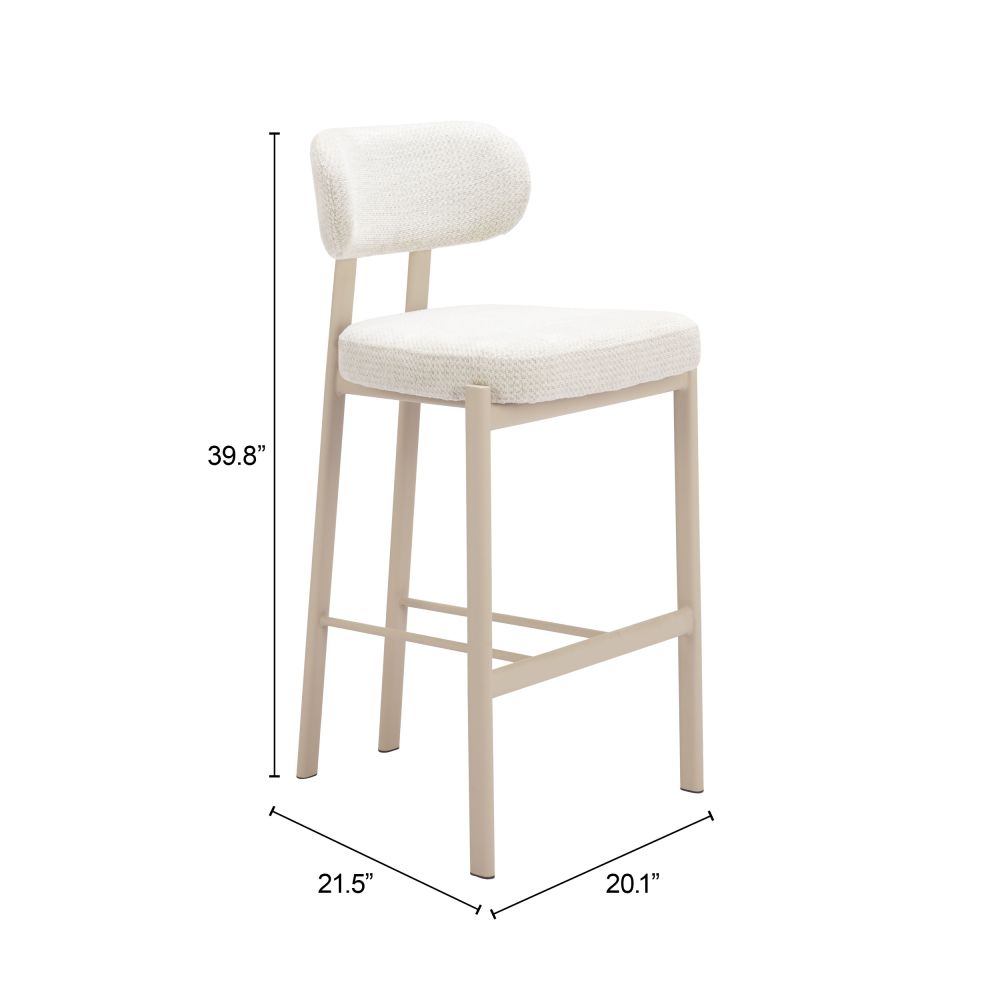 Zuo Modern Aurea Textured Fabric Barstool 2PC