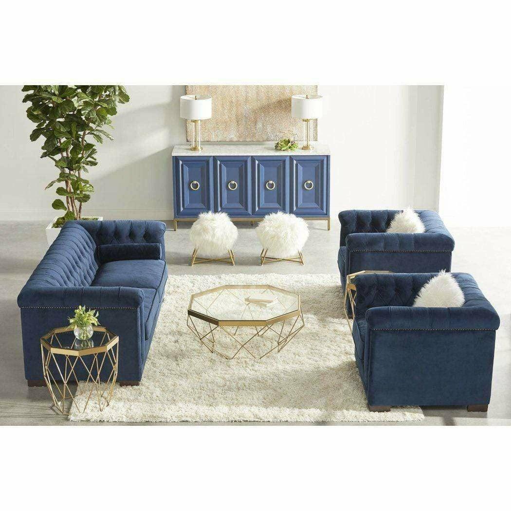 Azure Carrera Media Sideboard White Marble Navy Blue Sideboards Sideboards and Things By Essentials For Living