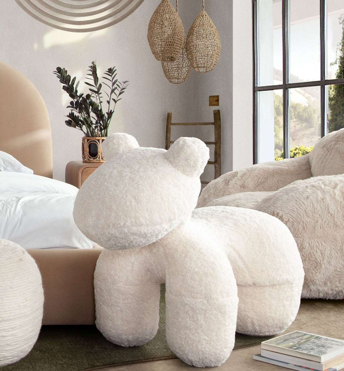 Diamond Sofa Bailey Animal Designed Cream Faux Bedroom Bench
