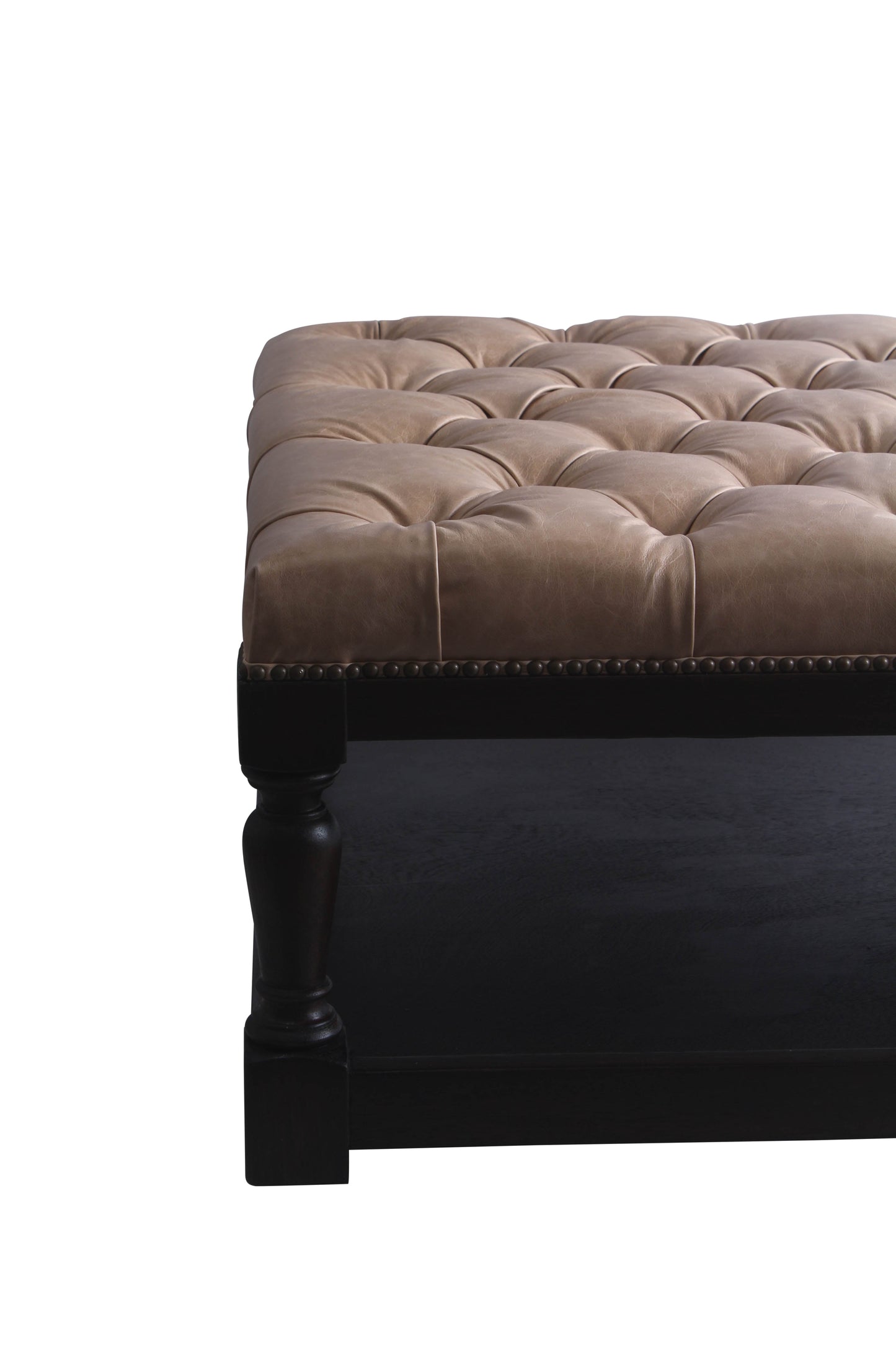 Kyle Tufted Leather Rectangular Ottoman