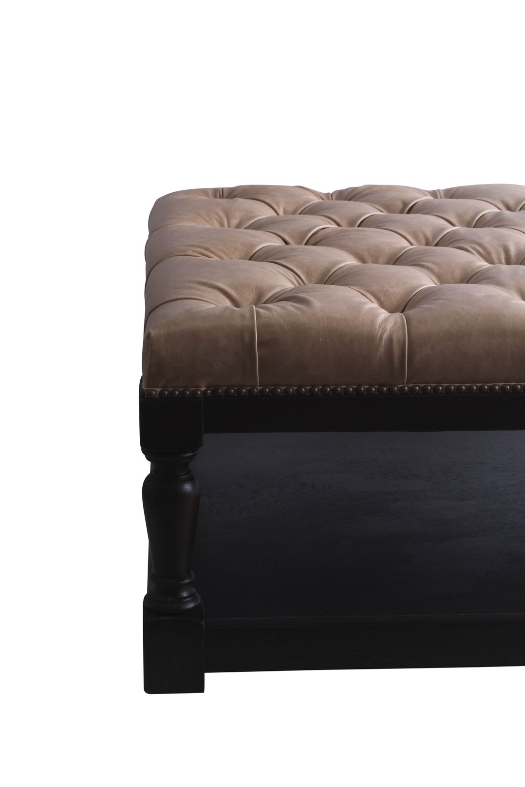Peninsula Home Kyle Tufted Leather Rectangular Ottoman
