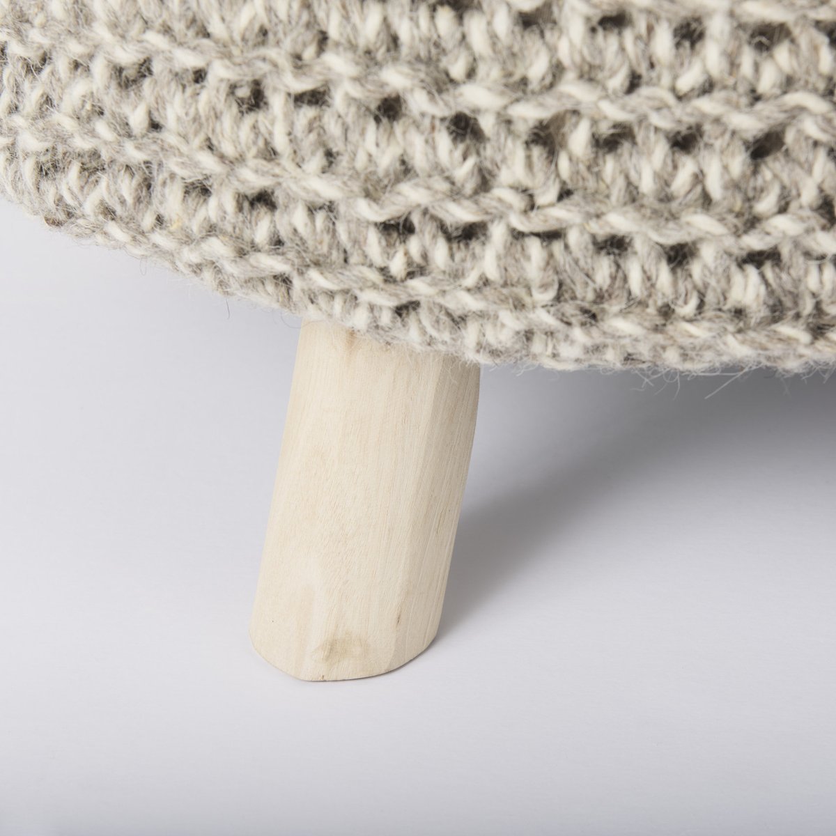 Mercana Bina 24"Dia Light Grey Wool Stool