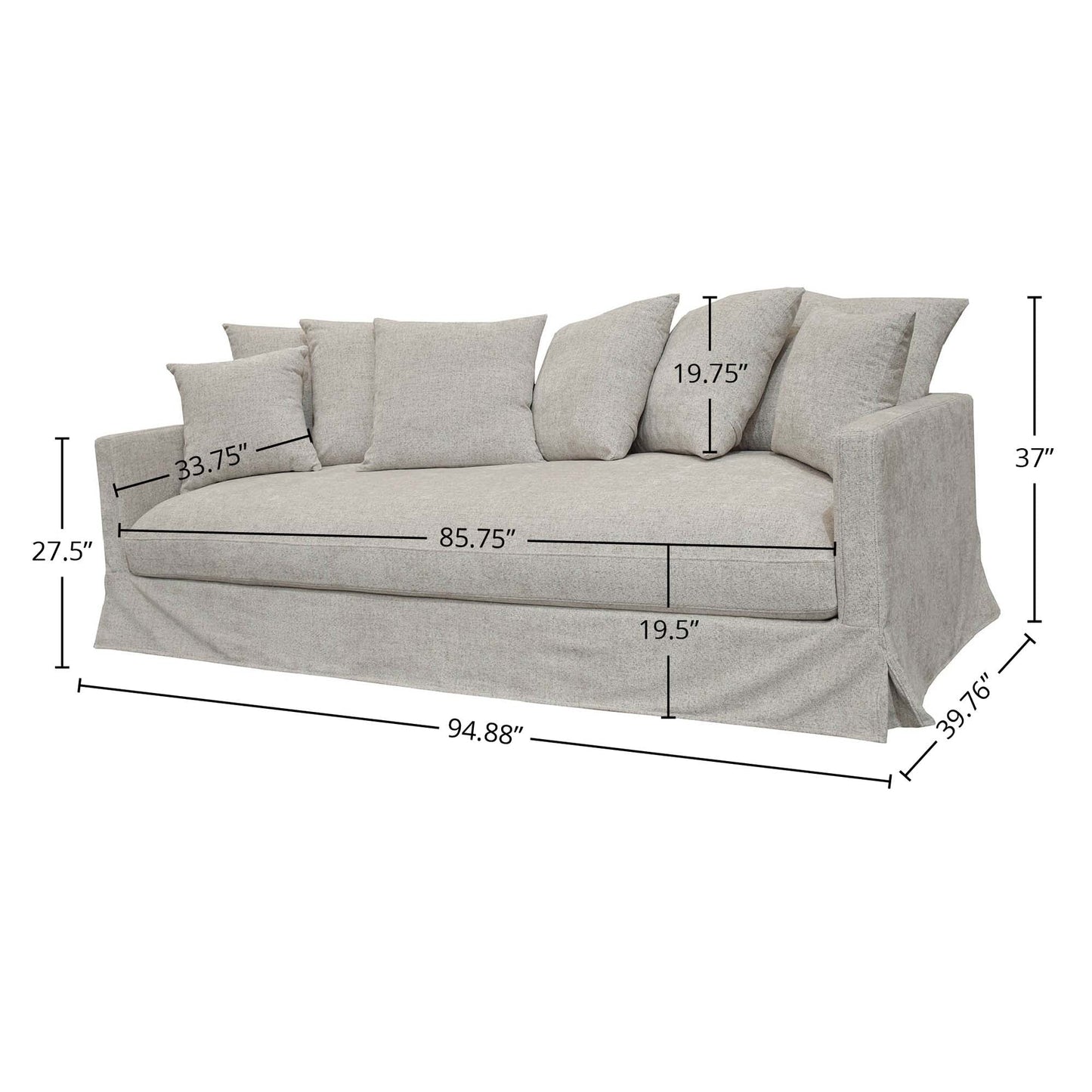 Boardwalk Light Grey Fabric Sofa