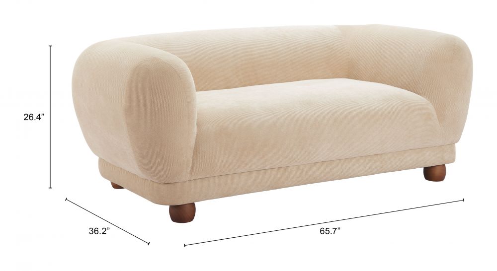 Zuo Modern Boet Cream Fabric Loveseat