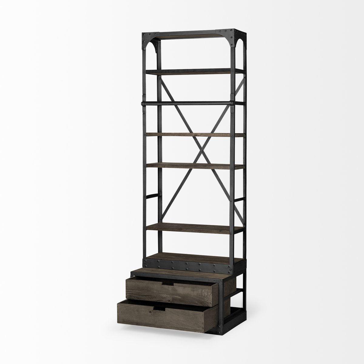 Mercana Brodie Metal Bracing Four Shelves Etegere