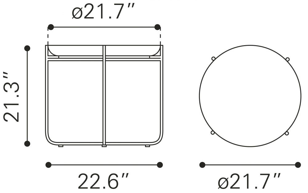 Zuo Modern Bronson Painted Steel Round Side Table