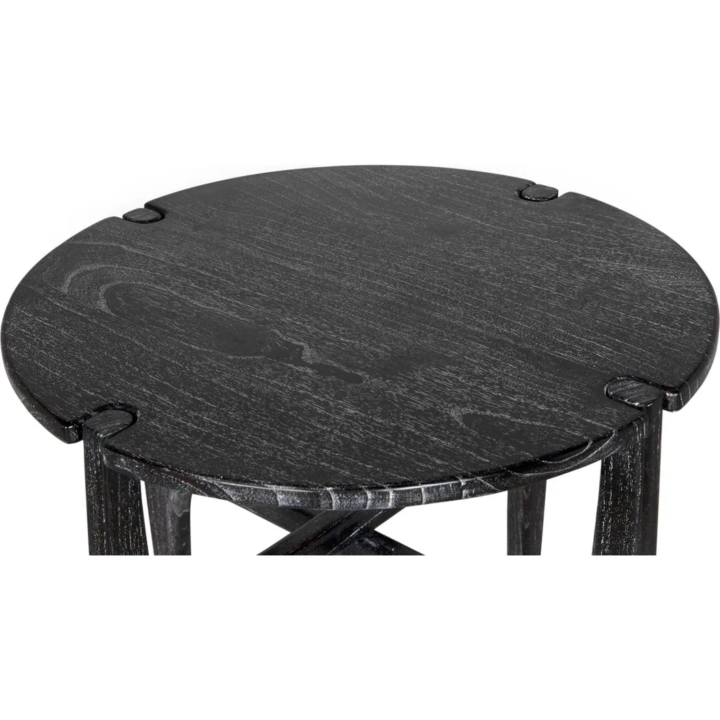 Noir Bucks Wood Black Round Side Table