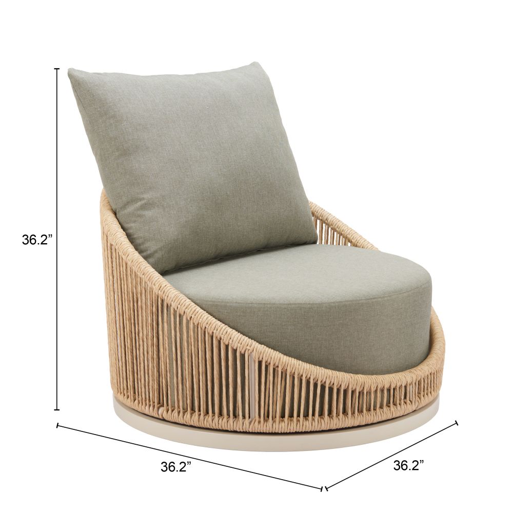 Zuo Modern Cabana Olefin Fabric Swivel Outdoor Accent Chair