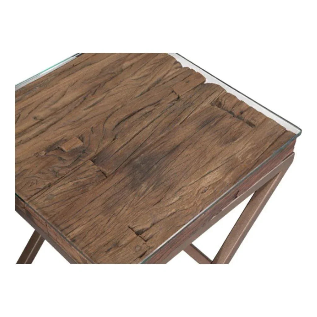 Cambria Wood & Glass Brown Square End Table - LOOMLAN - Bassett Mirror - Side Tables