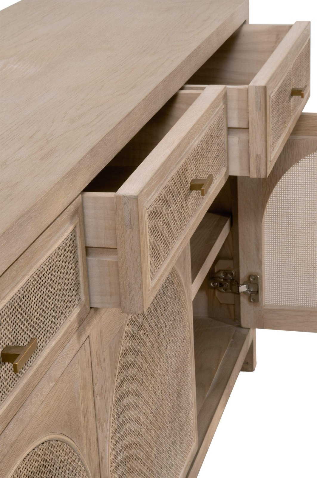 Essentials For Living Cane Media Sideboard Smoke Oak Wood & Cane