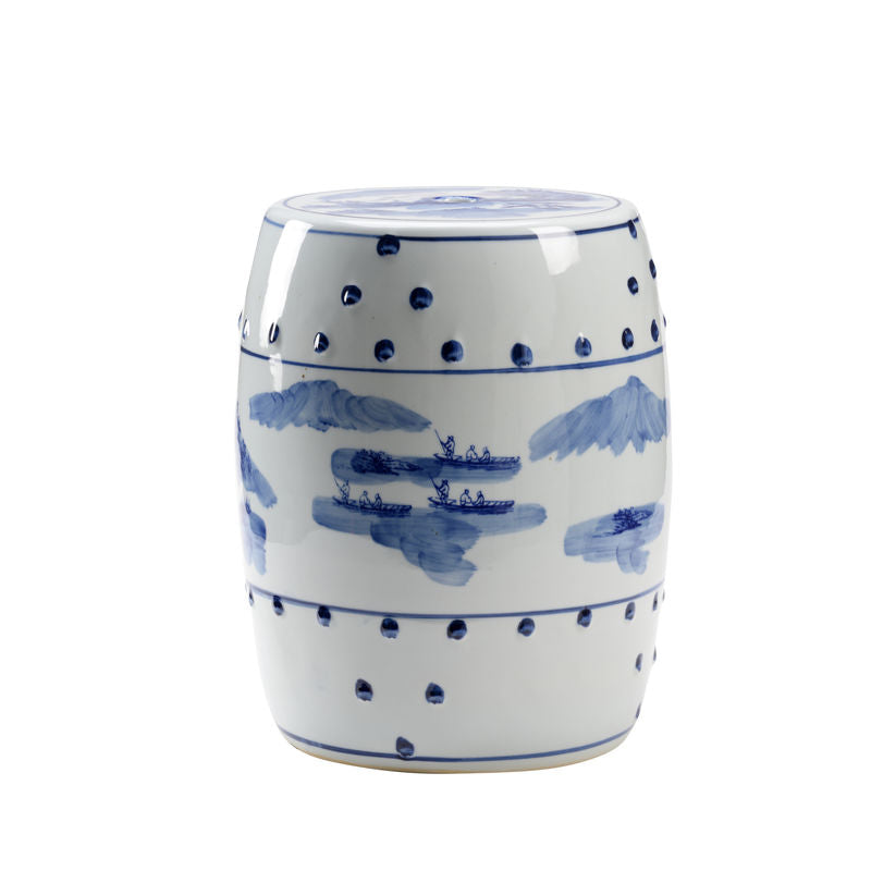 Chelsea House Canton White Porcelain Outdoor Garden Stool