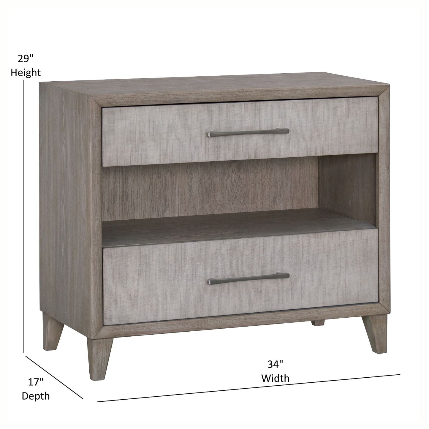 Palmetto Home Cape Two Drawers Open Nightstand with USB 2PC
