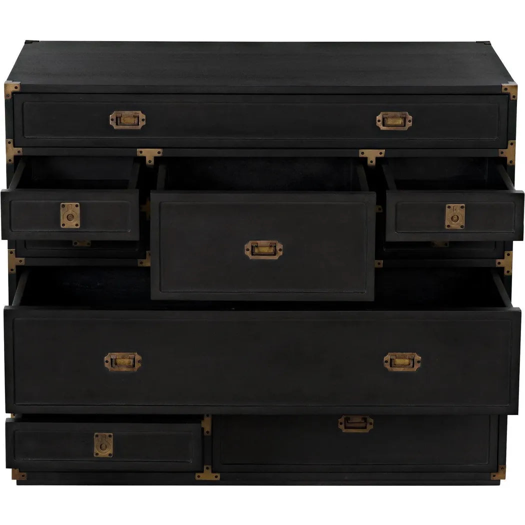 Noir Charles Wood and Brass Black Chest