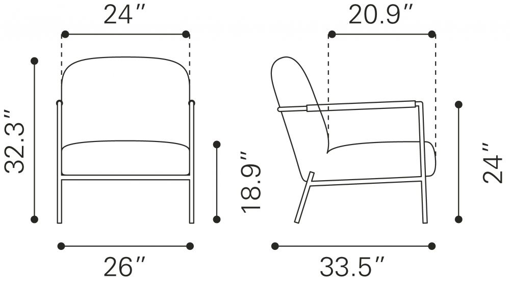 Zuo Modern Chicago Ivory Fabric Accent Chair