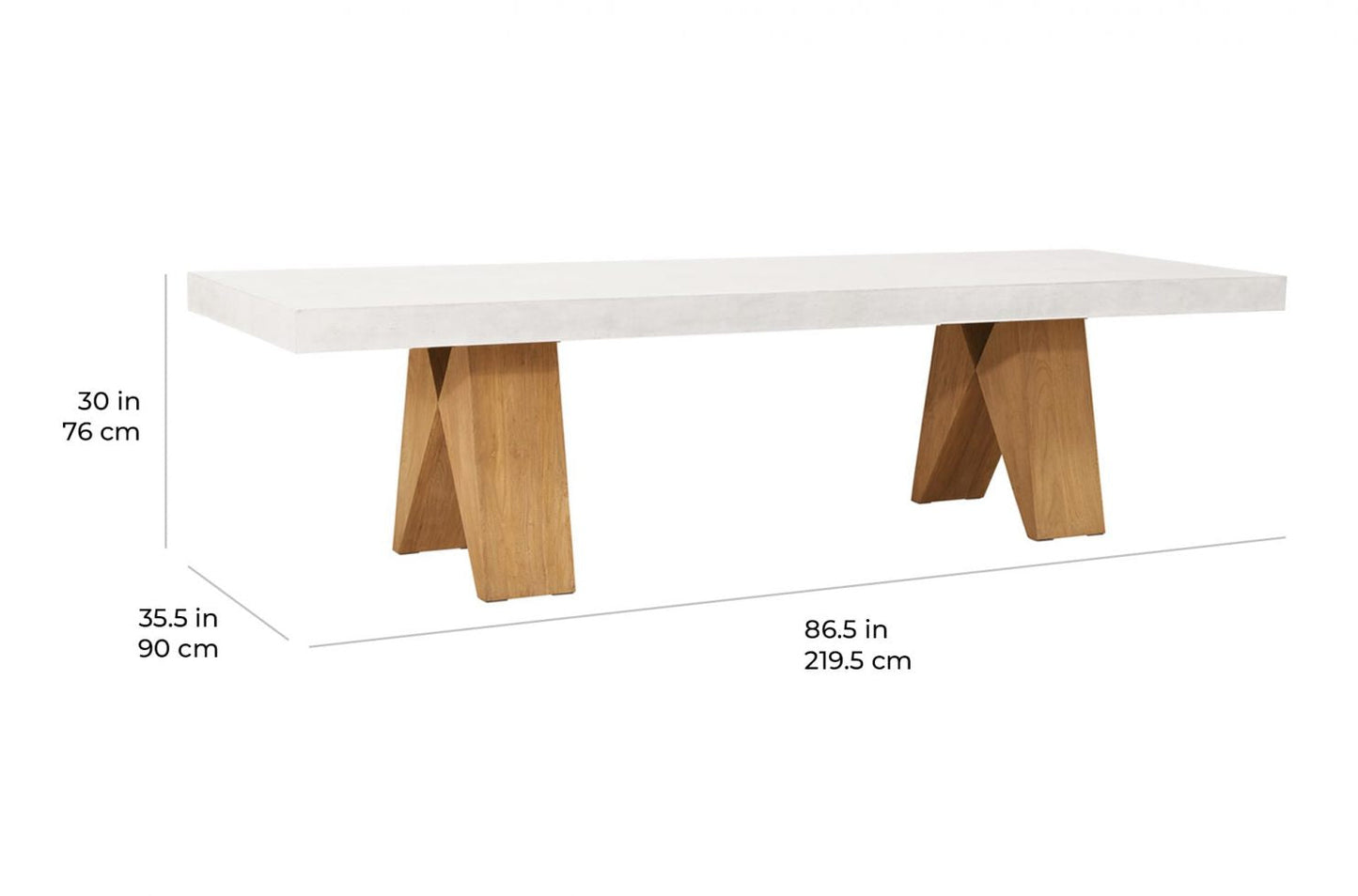 Seasonal Living Clip 87 in Concrete Slate Grey Outdoor Dining Table