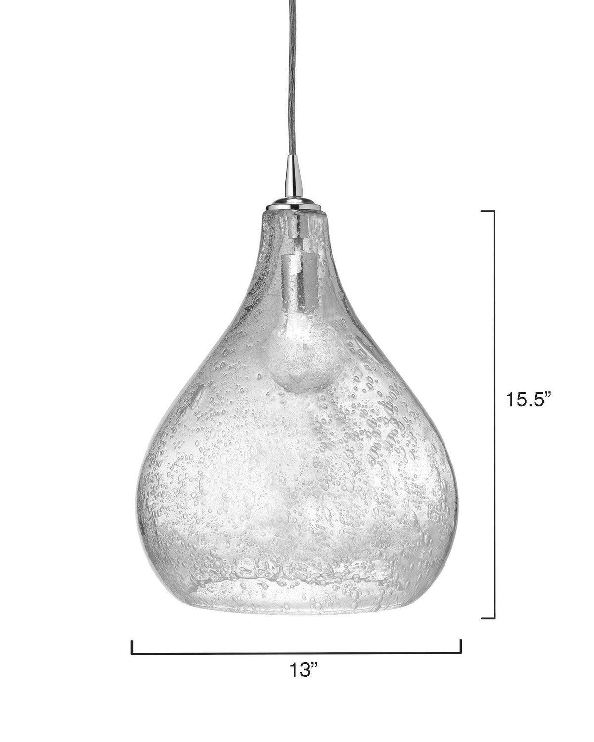 Jamie Young Coastal Clear Textured Glass Curved Pendant - Large