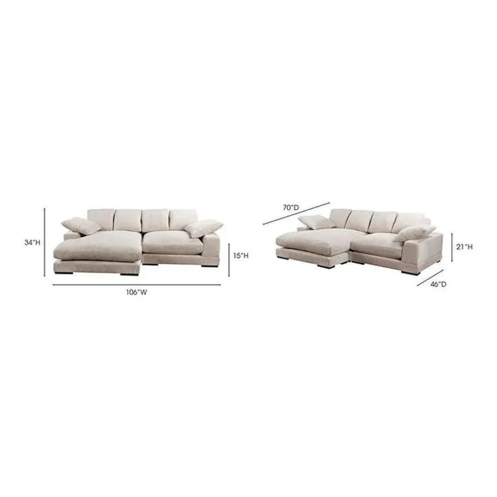 Cream Corduroy Reversible Sectional Chaise-Modular Sofas-Moe's Home-LOOMLAN