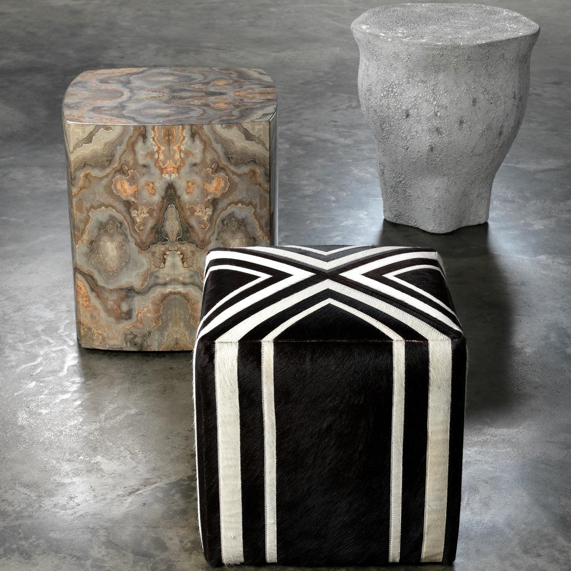 Jamie Young Cream Lacquer Ink Blot Curved Mid Century Side Table