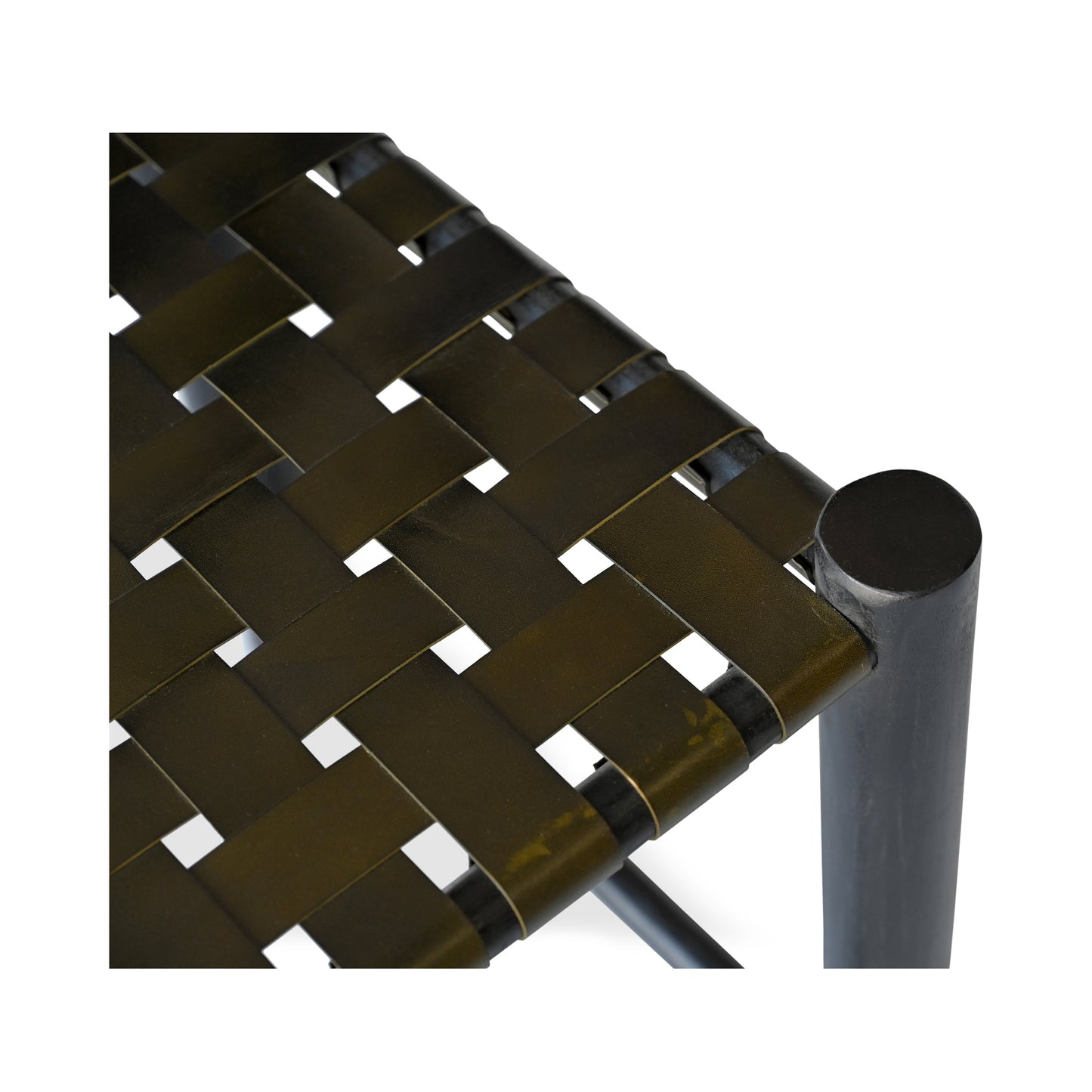 Selby Solid Wood & Buffalo Leather Black Stool